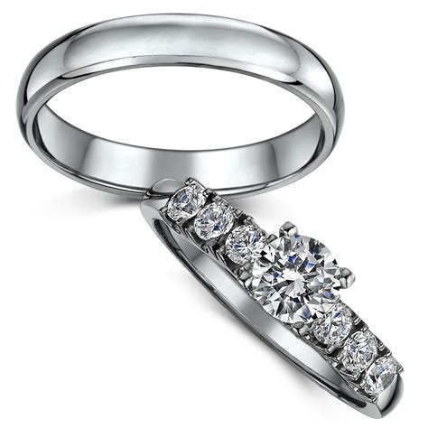 Titanium Solitaire Engagement And Wedding Ring Set Bridal Ring Sets At