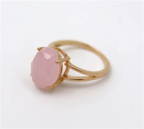 elegant rose quartz oval statement ring in 14k gold perfect as promise ring or valentine s t
