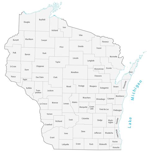 Wisconsin County Map - Large MAP Vivid Imagery-12 Inch BY 18 Inch ...