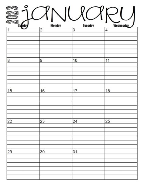 2023 Monthly 2 Page Lined Calendars 85x11 Jan Dec Etsy