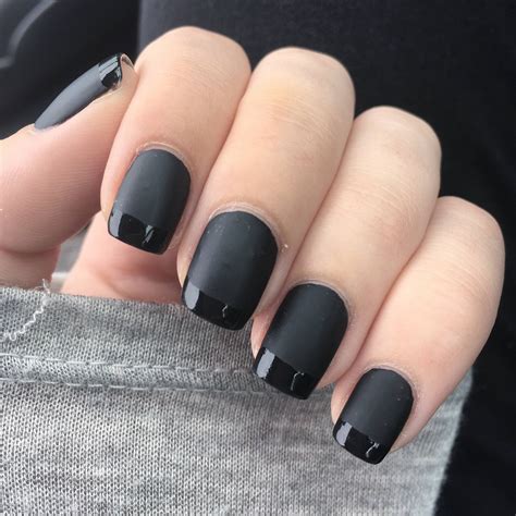 Matt Black Nails With Glossy Tips Pic Oddlysatisfying