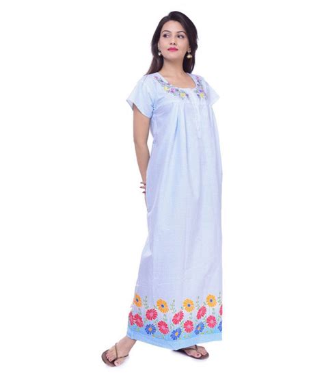 Buy Rajeraj Cotton Nighty And Night Gowns Blue Online At Best Prices In India Snapdeal