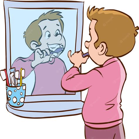 Premium Vector Boy Brushing Teeth Cartoon Vector Illustration