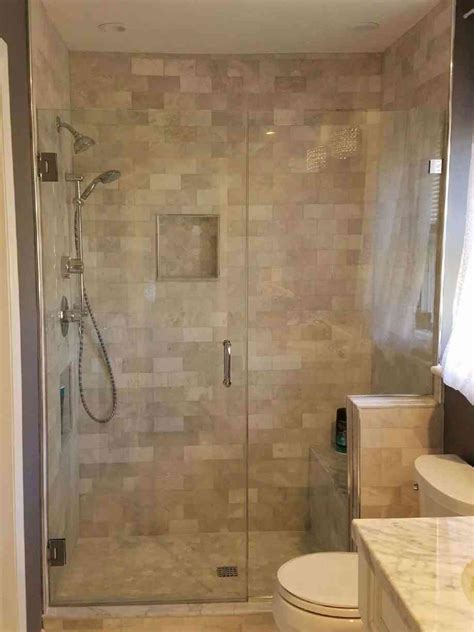 frameless shower enclosure notched panel for knee wall absolute shower doors