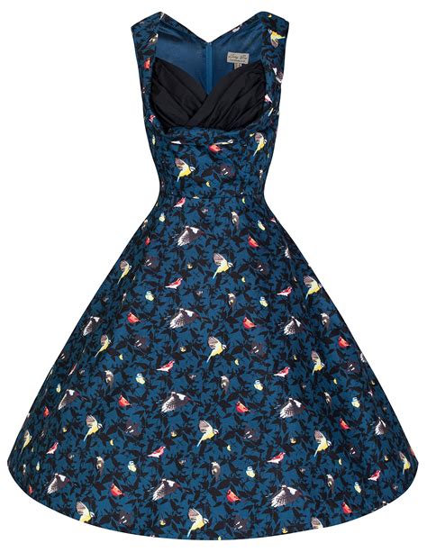 Lindy Bop Ophelia Vintage Fifties Style Bird Print Swing Dress Amazon Co Uk Clothing