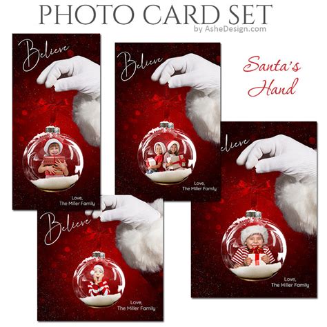 Christmas Photo Card Set Santas Hand Ornament