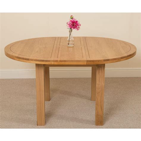 Signature Solid Oak Round Extending Dining Table 125cm 180cm