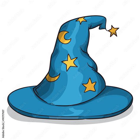 Blue Wizard Hat Vector Illustration Stock Vektorgrafik Adobe Stock