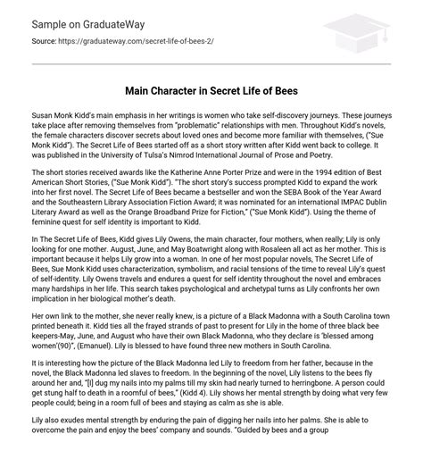 ⇉main Character In Secret Life Of Bees Character Analysis Essay Example Graduateway