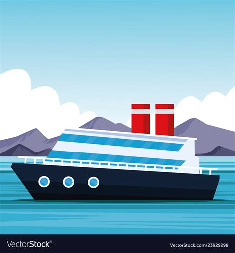Cruise Ship Cartoon Royalty Free Vector Image Vectorstock