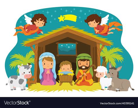Cute Nativity Scene Royalty Free Vector Image Vectorstock