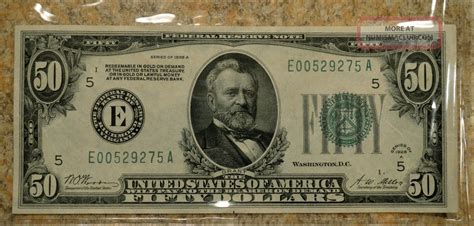 1928 50 Fifty Federal Reserve Note Dollar Bill Green Seal Richmond