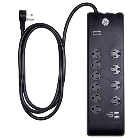 Ge Ultrapro 10 Outlet Surge Protector Power Strip 2 Port Usb Charging