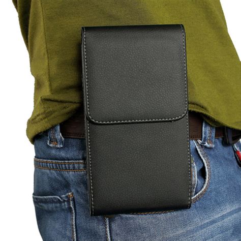 Executive Small Vertical Leather Pouch Belt Clip Phone Case