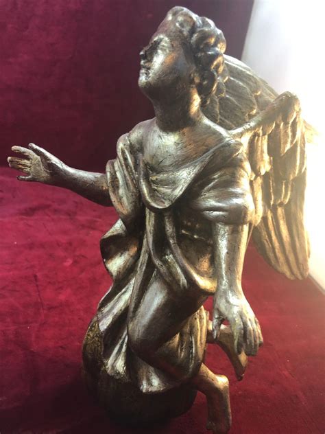 Proantic Pair Of Kneeling Sculpted Wooden Angels