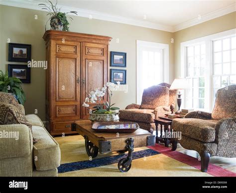 Upscale House Interior Living Room Stock Photo Alamy