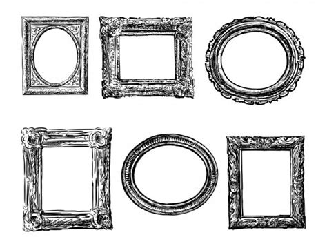 Vector Set Of Vintage Photo Frames Hand Drawn Doodle Style Antique