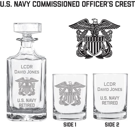 Personalized Us Navy Officer Whiskey Decanter Set Navy T Etsy De