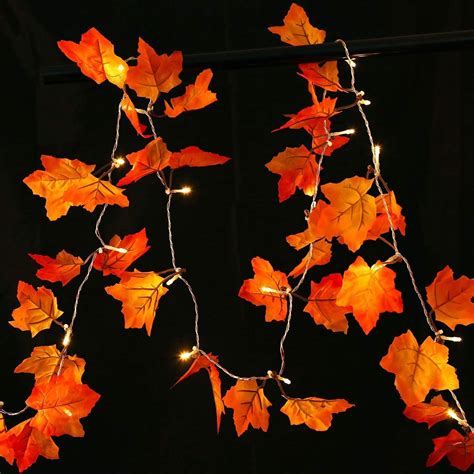 Aostar Lighted Fall Garland 20 Leds Maple Leaves Fairy Lights For