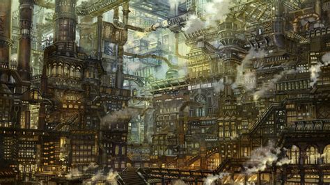 Download 2560x1440 Anime Steampunk City Industrial