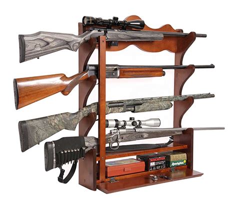 American Furniture Classics 840 4 Gun Wall Rack Medium Brown All Armed