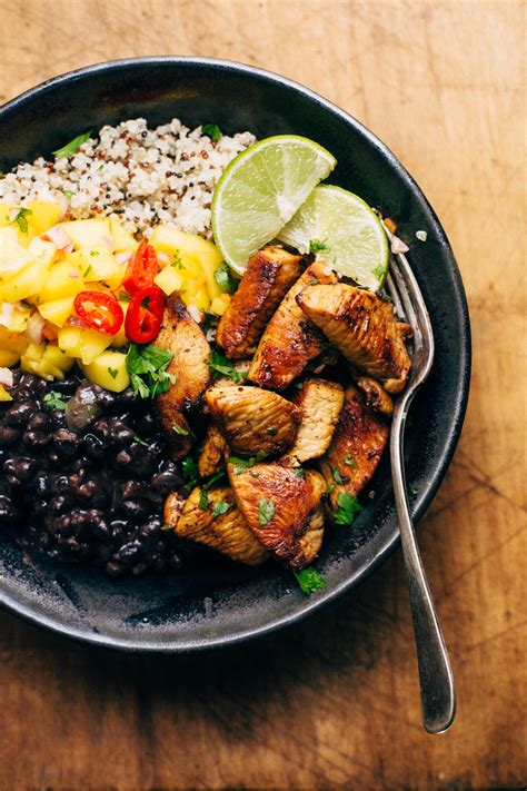 Cuban roasted chicken in a dutch oven is full of flavor. Cuban Mojo Chicken Quinoa Bowls with Mango Salsa Recipe ...