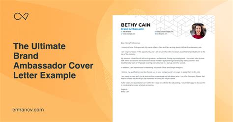 Real Brand Ambassador Cover Letter Example For 2023