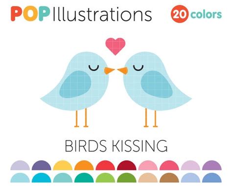 Birds Kissing Clip Art For Commercial Use By Popillustrations