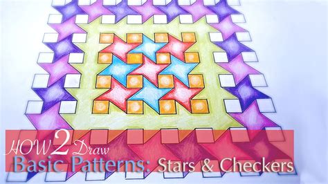 How To Draw Simple Geometric Patterns Stars And Squares Youtube