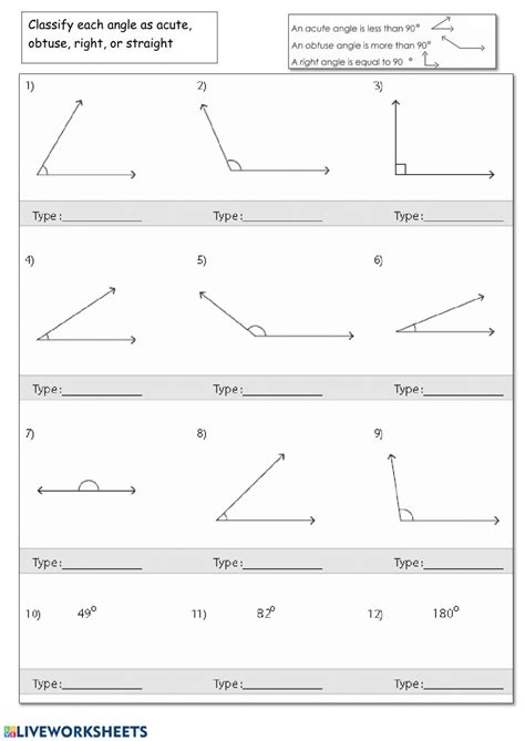 Classify Angles Interactive Worksheet