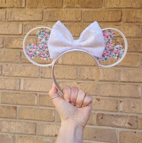 Rhinestone Mickey Mouse Ears 3d Printed Bedazzled Mickey Head Etsy