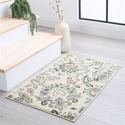 Traditional 2x3 Area Rug 2 X 3 Floral Cream Indoor Scatter Easy To