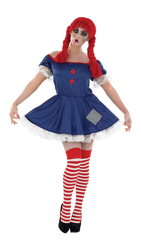 Living Rag Doll Ladies Fancy Dress Halloween Spooky Dolly Womens Adults
