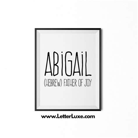 Abigail Name Meaning Art Abigail Printable Baby Shower T Etsy