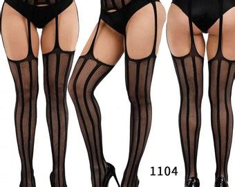 Feel So Sexy Fishnets Thigh High Stockings And Garters Belt Etsy
