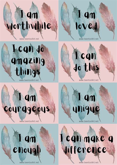 Printable Affirmation Cards Teen Toolkit
