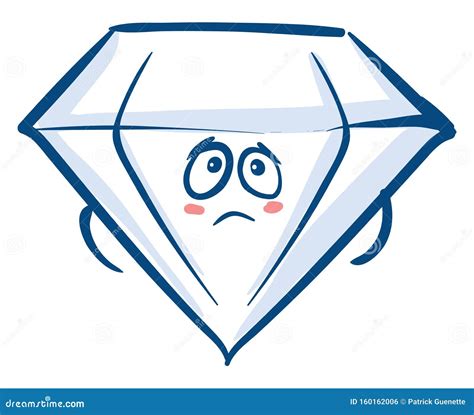 Emoji Of The Sad Crystal Diamond Vector Or Color Illustration Stock