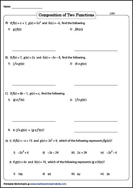 Algebra 2 Practice Function Notation And Attributes Worksheet Ameise Live