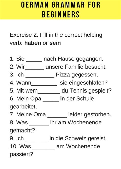 German Grammar Worksheets Learn German Smarter Deutsch Lernen