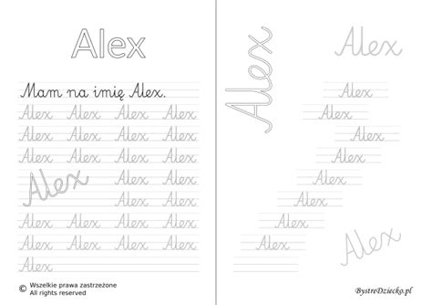 Karty Pracy Z Imionami Nauka Pisania Imion Dla Dzieci Alex