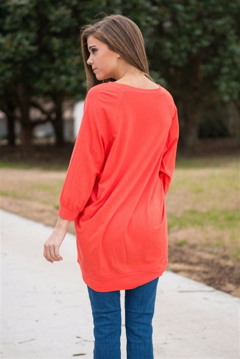 Slouchy Dolman Tunic Coral The Mint Julep Boutique