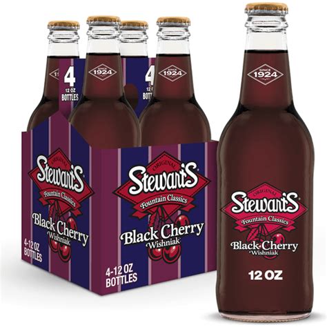 Stewart S Black Cherry Wishniak Made With Sugar 12 Fl Oz Glass Bottles 4 Pack Root Beer