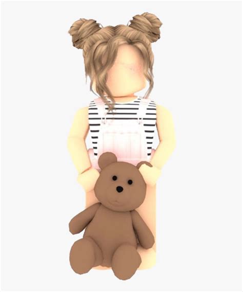 Mix & match this face with other items to create an avatar that is unique. #roblox #girl #gfx #png #cute #bloxburg #aesthetic - Cute Roblox Girl Holding Teddy, Transparent ...