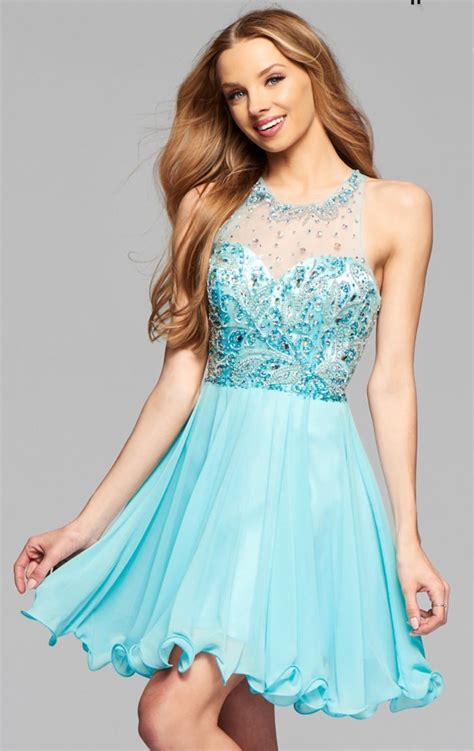 New Sky Blue Homecoming Dresses Short Prom Dresses Beaded High School