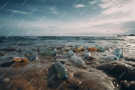 Premium Ai Image Plastic Water Bottles Pollution In Oceanenvironment
