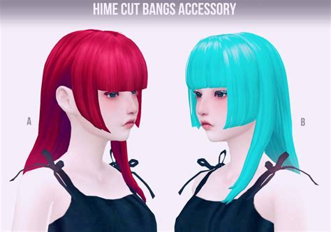 Hime Cut Bangs Accessory Aandb для The Sims 4 Моды для The Sims 4