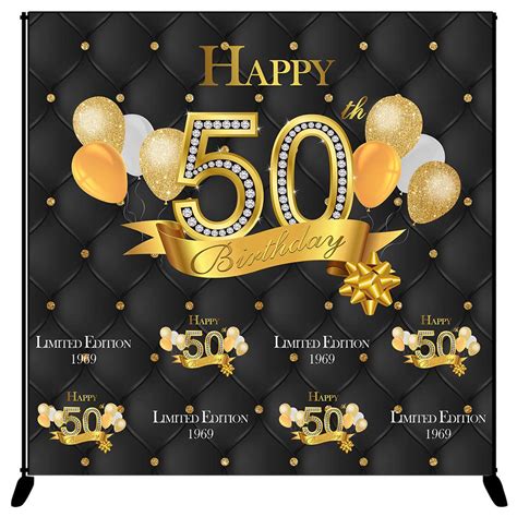 Buy Mehofoto Gold Black 50th Birthday Backdrop Balloon Happy Birthday