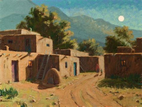 Taos Moon Oil Painting By Roger Williams Of Santa Fe Nm Mexican