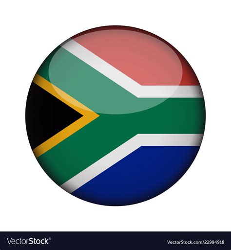 South Africa Flag In Glossy Round Button Of Icon Vector Image