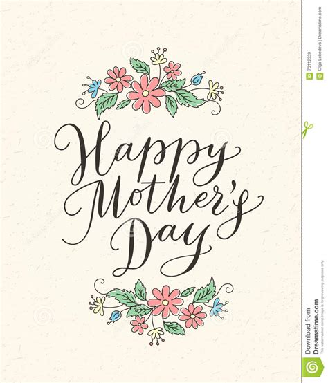 Personalize with your own message, photos and stickers. Happy Mothers Day Card With Hand Drawn Text And Flowers ...